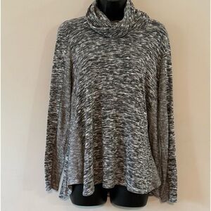 Lazy Sundays by Anthropologie Soft Grey and black Cowl Neck Long Sleeve